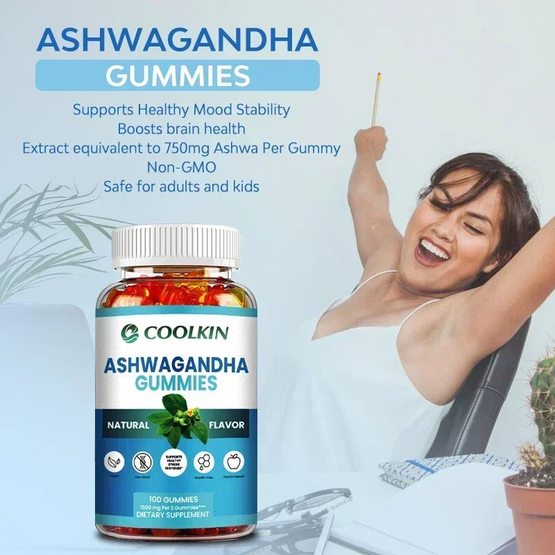 Ashwagandha Gummies – Stress Relief, Anxiety Support, Improve Focus, Energy & Sleep | Natural Mood & Brain Boost