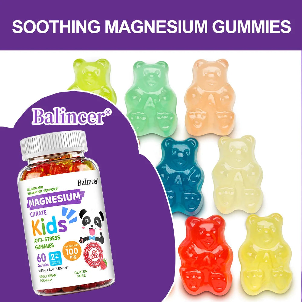 Magnesium Citrate Gummies - Promote Muscle Growth, Healthy Sleep, Support Heart, Bone, Muscle and Nervous System Health