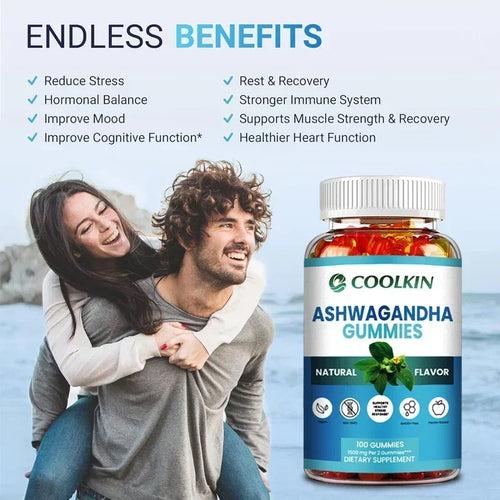 Ashwagandha Gummies – Stress Relief, Anxiety Support, Improve Focus, Energy & Sleep | Natural Mood & Brain Boost