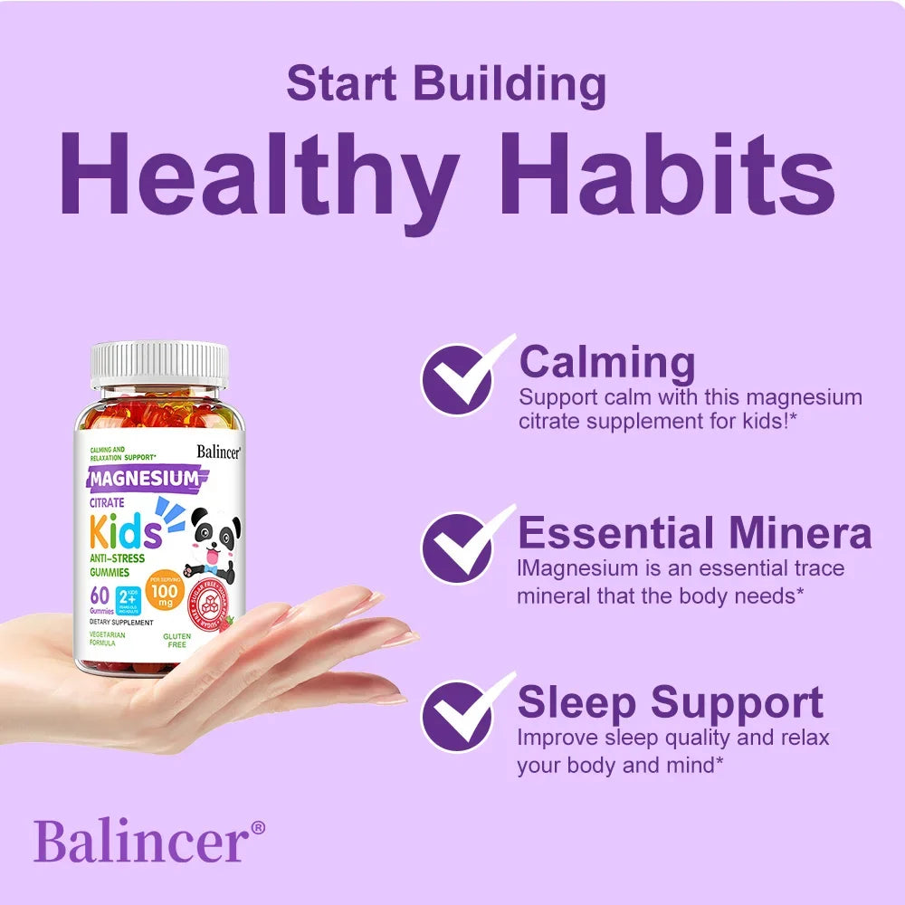 Magnesium Citrate Gummies - Promote Muscle Growth, Healthy Sleep, Support Heart, Bone, Muscle and Nervous System Health