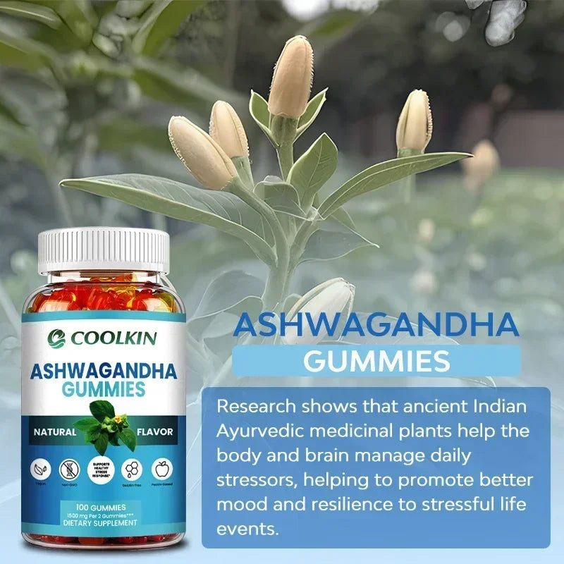 Ashwagandha Gummies – Stress Relief, Anxiety Support, Improve Focus, Energy & Sleep | Natural Mood & Brain Boost