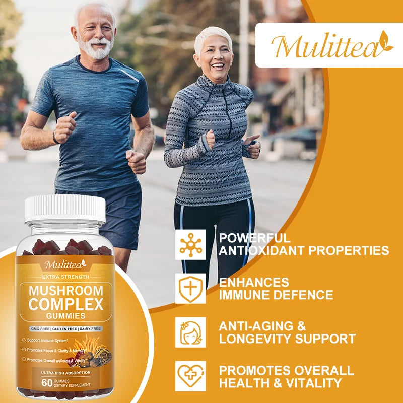 Lion’s Mane & Reishi Mushroom Complex Gummies – Nootropic Brain Booster for Focus, Memory, Immune & Stress Support